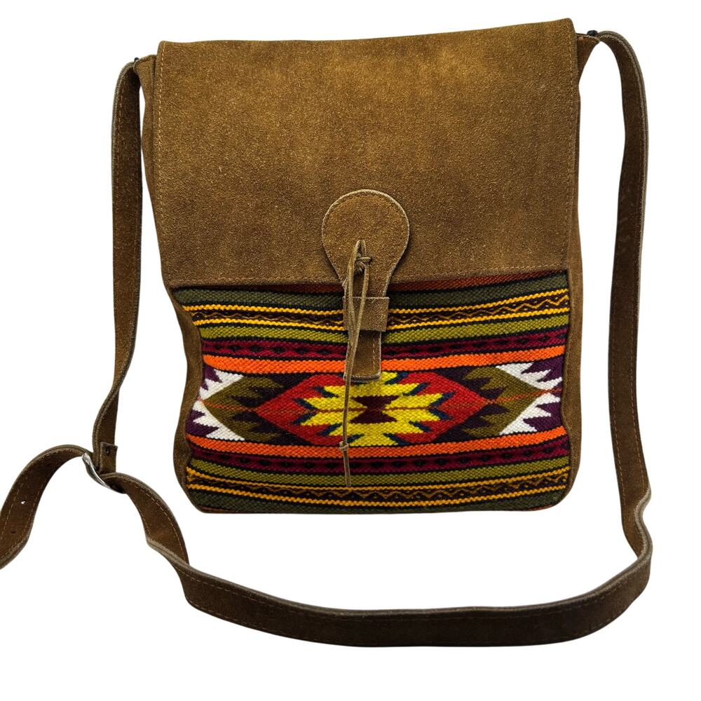 MALKY Arte Nativa Leather /Wool Aztec Print Purse